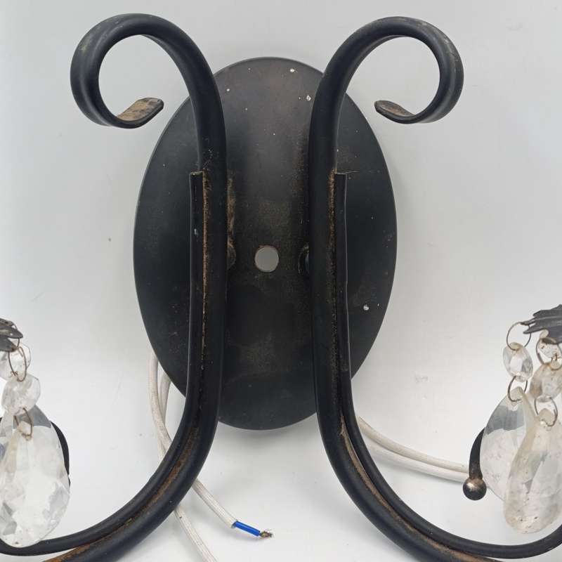 Wall mounted light fitting crystal chandelier with 2 globes