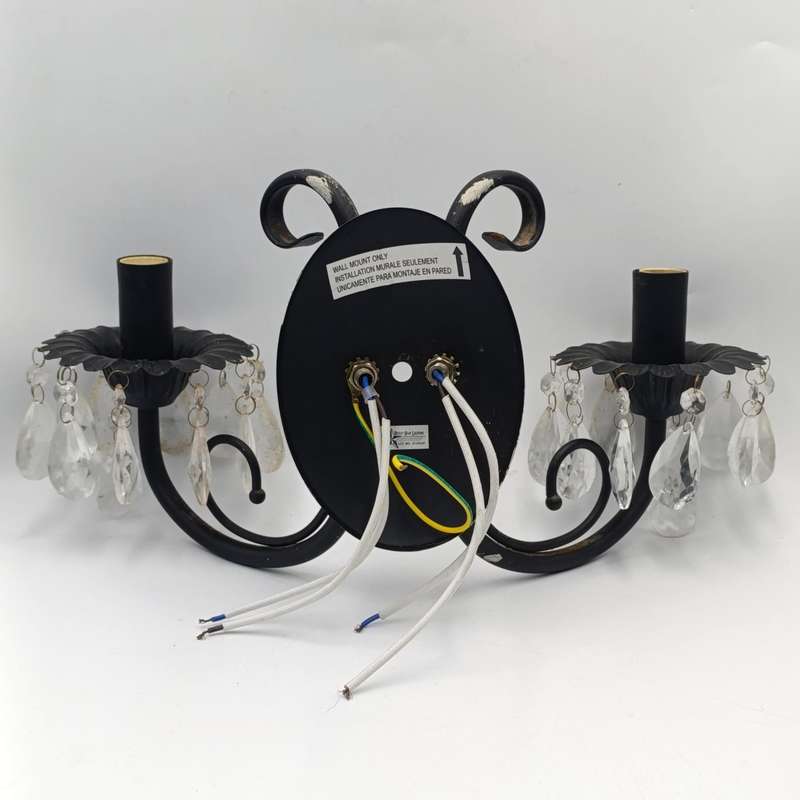 Wall mounted light fitting crystal chandelier with 2 globes