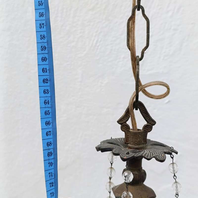 Vintage brass 3-arm crystal chandelier - Collection only