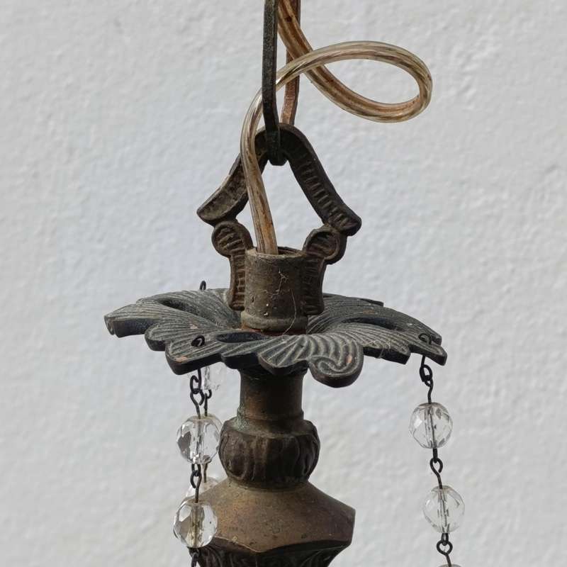 Vintage brass 3-arm crystal chandelier - Collection only
