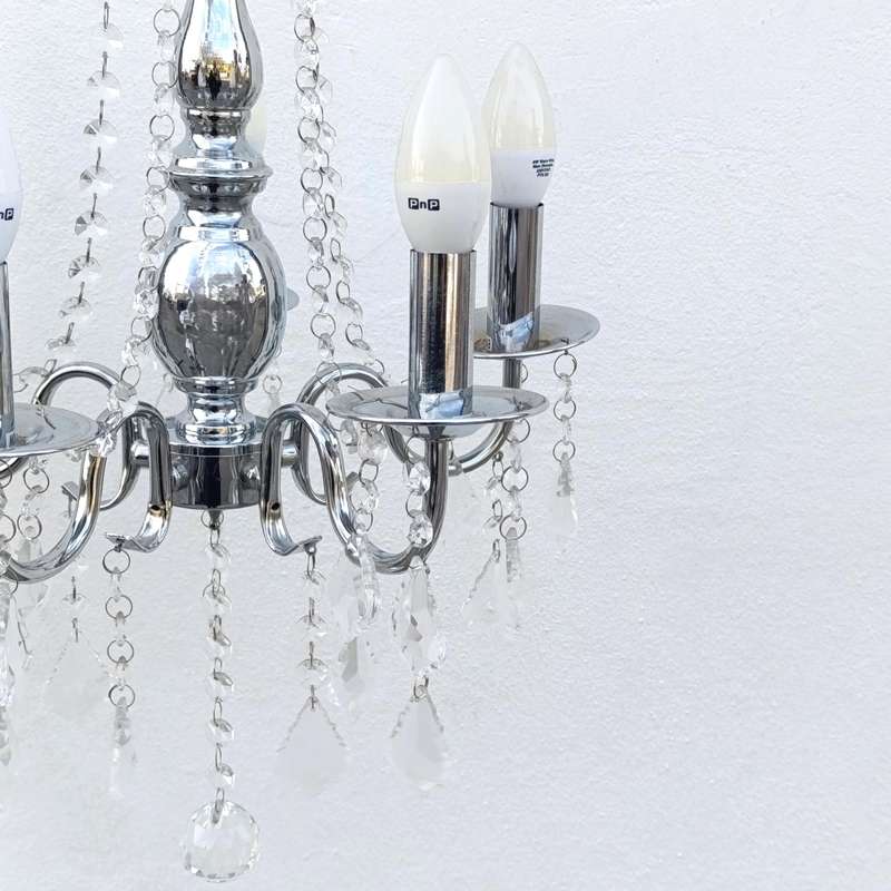 White metal Crystal-decorated 5 arm chandelier