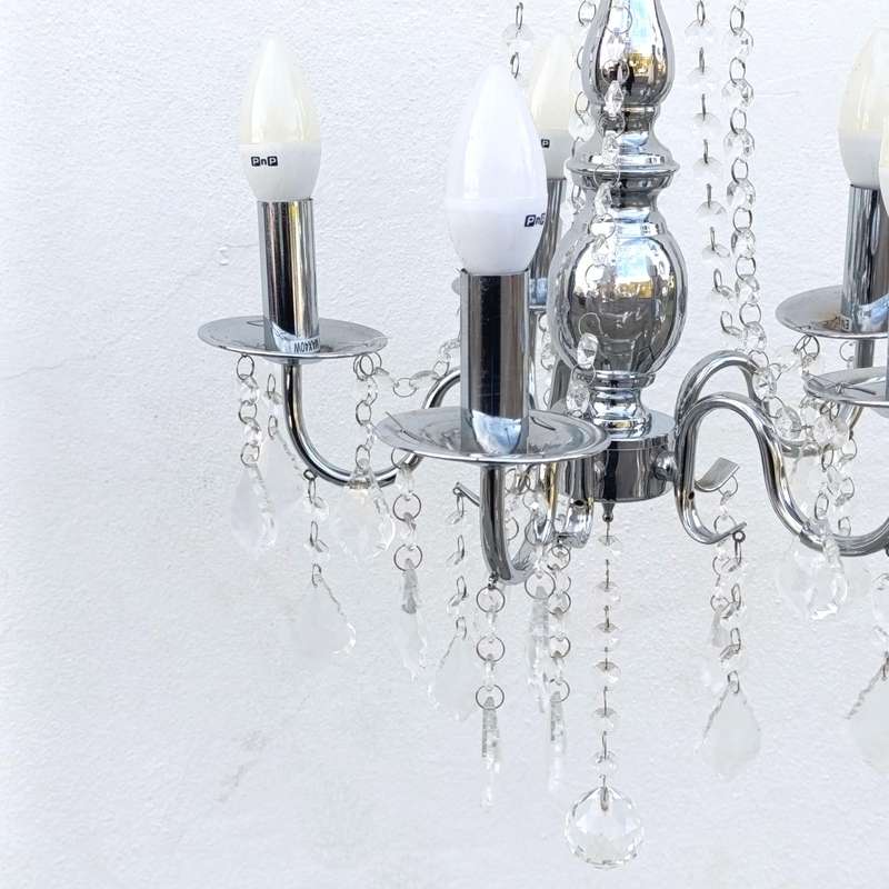 White metal Crystal-decorated 5 arm chandelier
