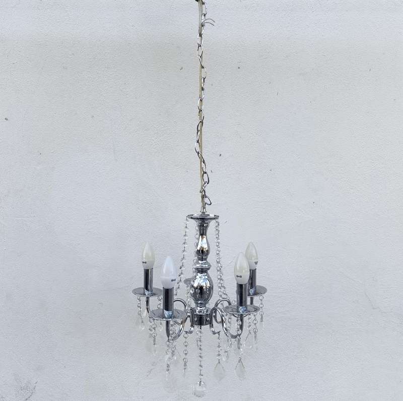 White metal Crystal-decorated 5 arm chandelier
