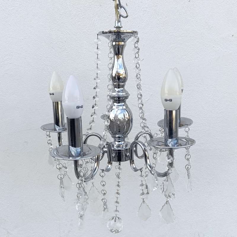 White metal Crystal-decorated 5 arm chandelier