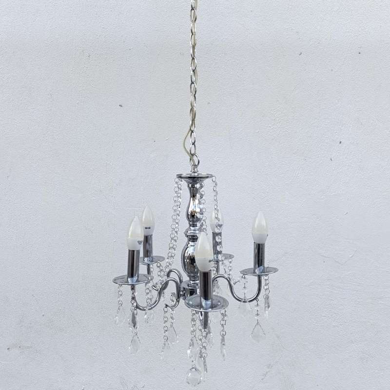 White metal Crystal-decorated 5 arm chandelier