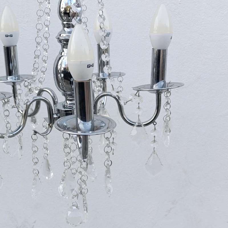 White metal Crystal-decorated 5 arm chandelier