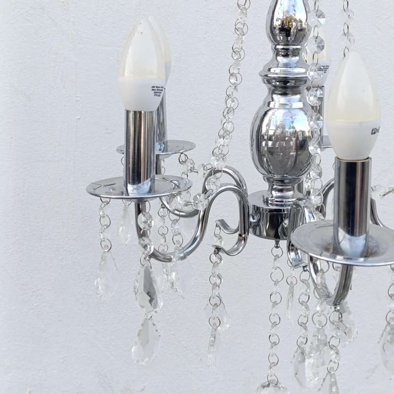 White metal Crystal-decorated 5 arm chandelier