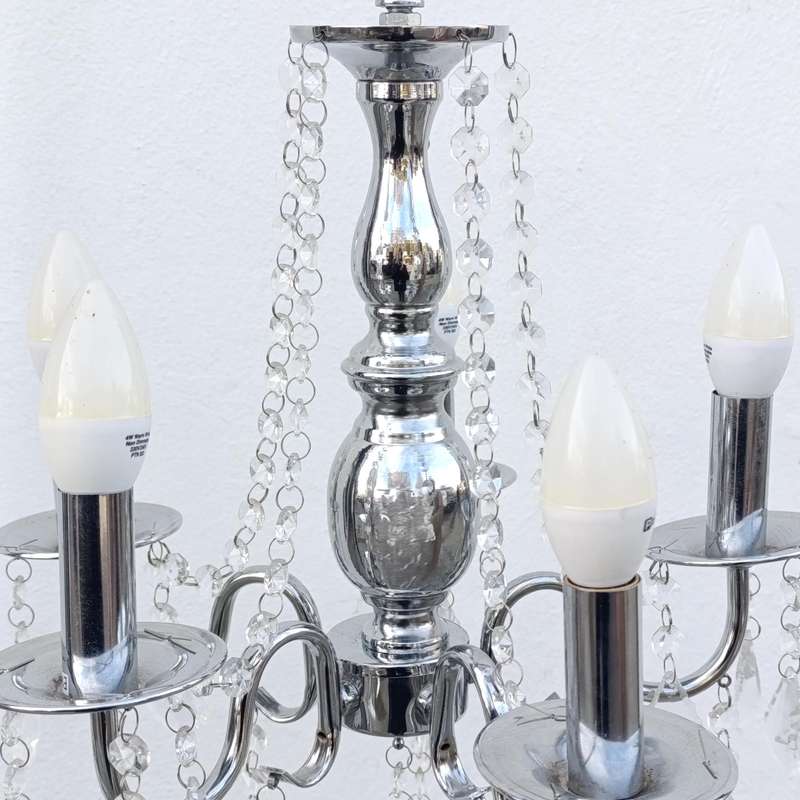 White metal Crystal-decorated 5 arm chandelier