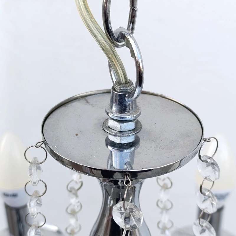 White metal Crystal-decorated 5 arm chandelier