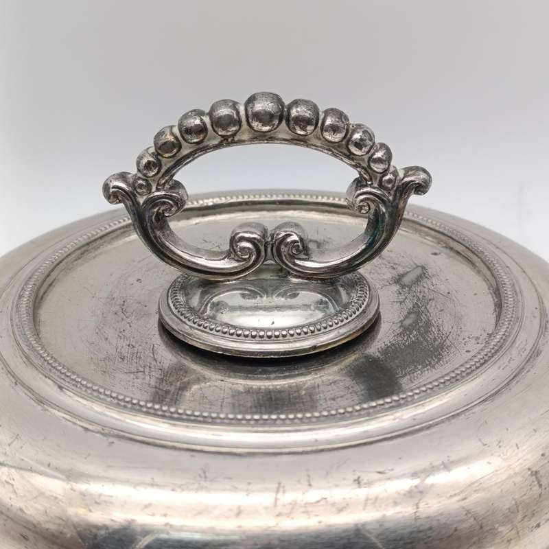 Antique Walker and Hall silverplated Britannica Metal serving dish with lid