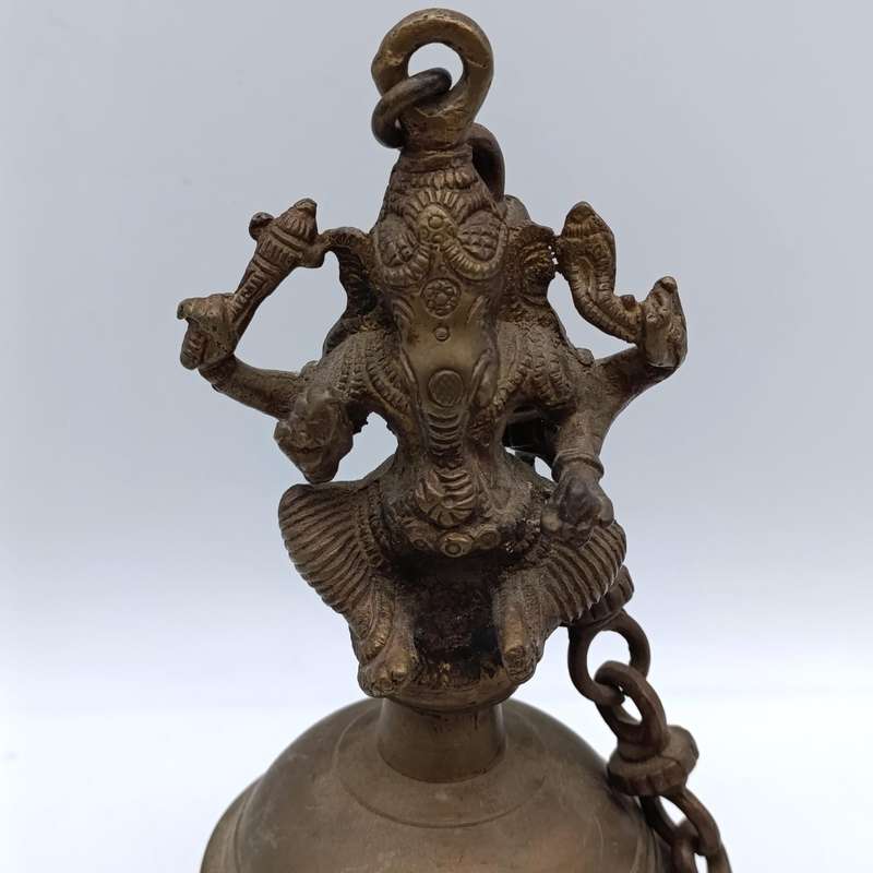 Vintage brass Tibetan Buddhist temple bell