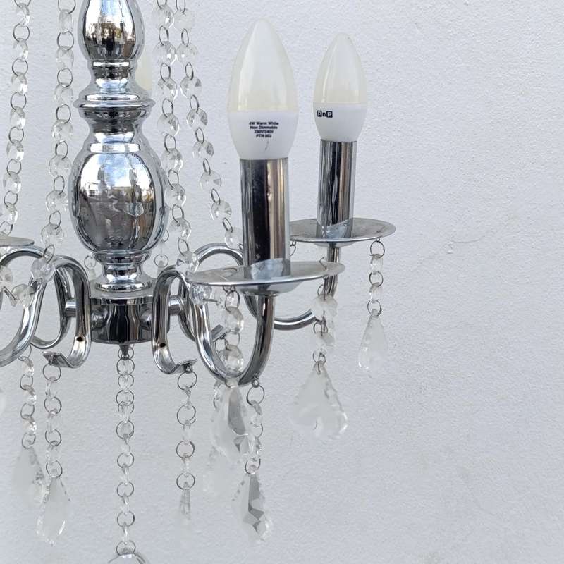 White metal Crystal decorated 5 arm chandelier