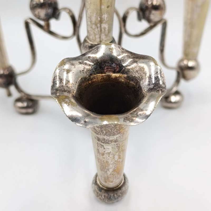 Antique silverplated Epergne with 7 trumpets for flowers