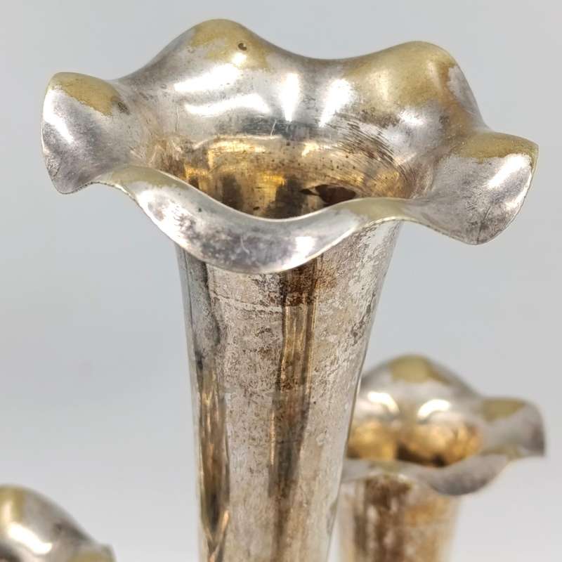 Antique silverplated Epergne with 7 trumpets for flowers