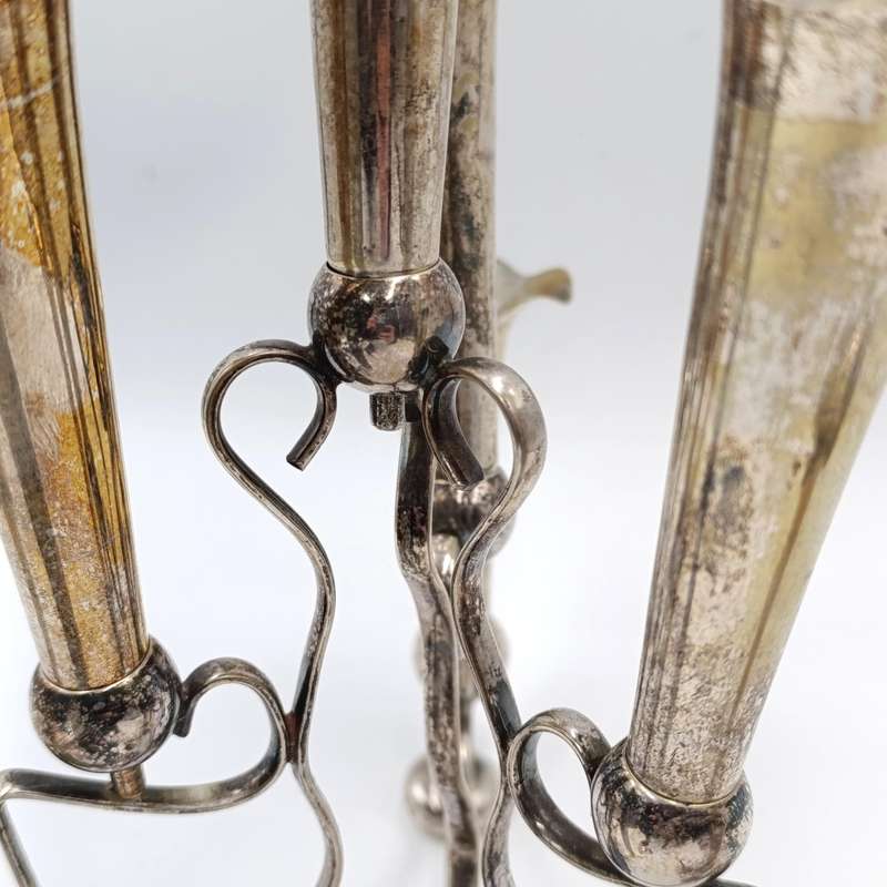 Antique silverplated Epergne with 7 trumpets for flowers
