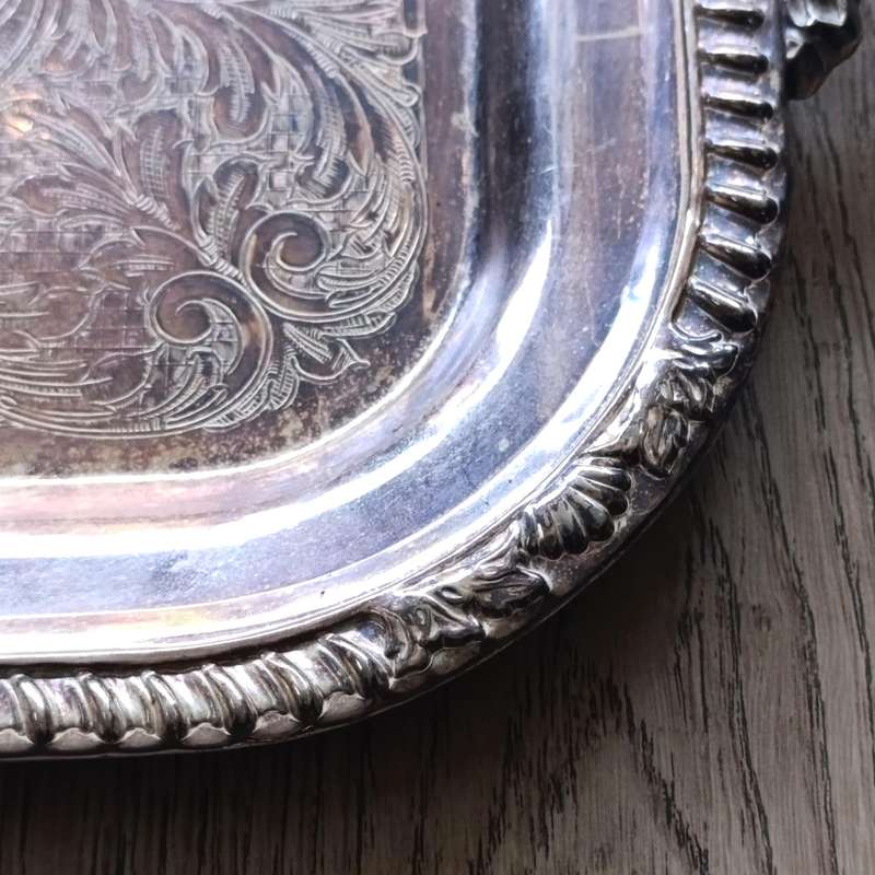 Vintage Silverplated serving tray with handles