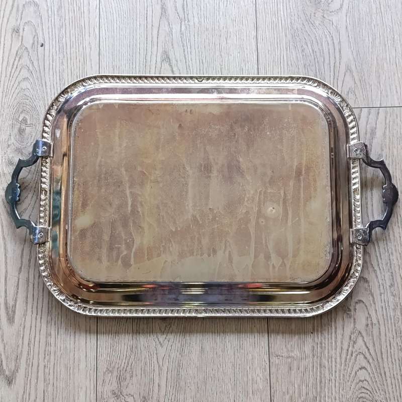 Vintage Silverplated serving tray with handles