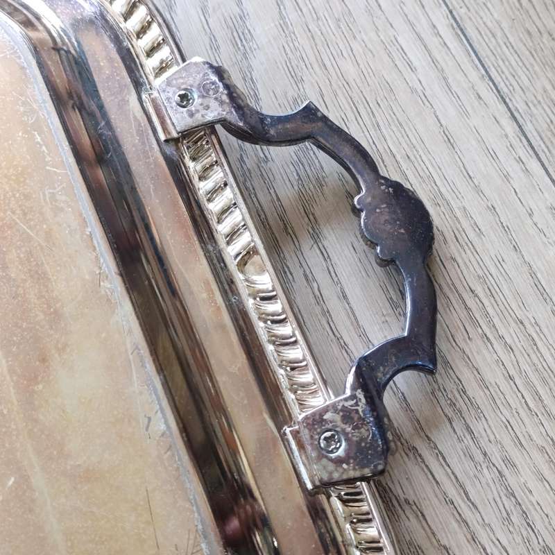 Vintage Silverplated serving tray with handles