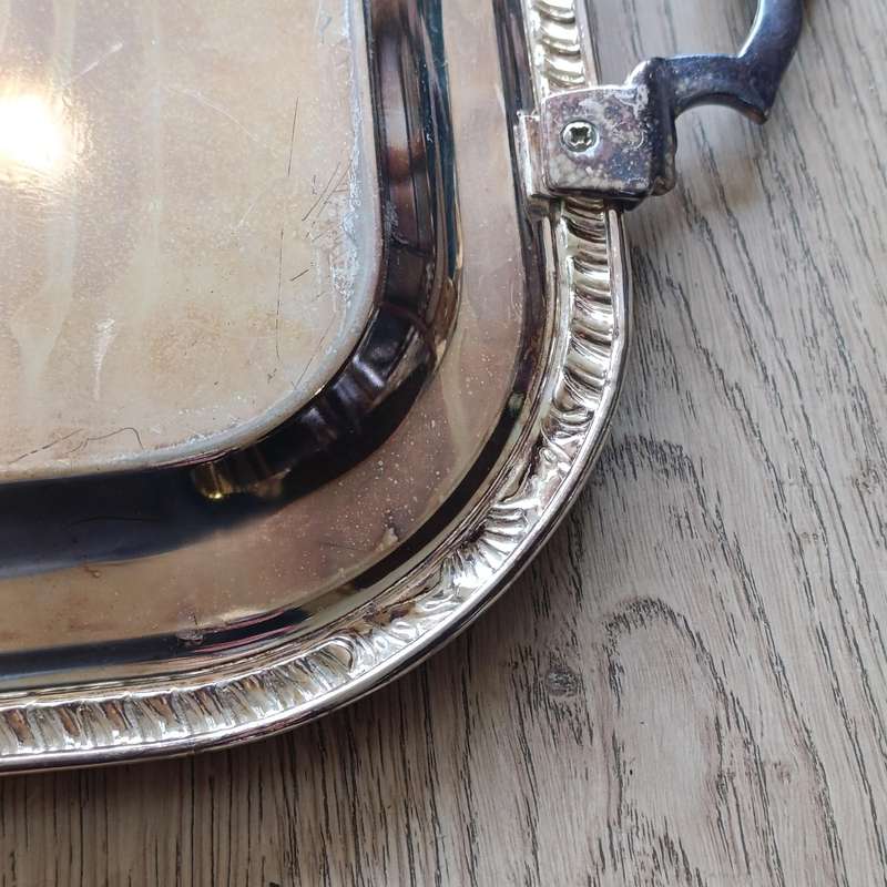 Vintage Silverplated serving tray with handles