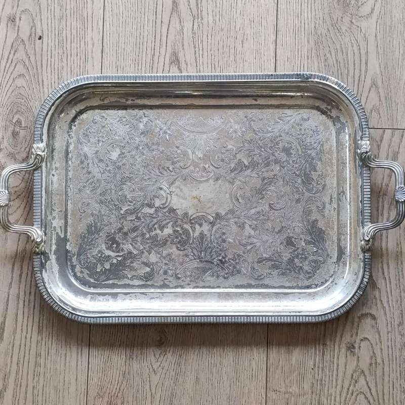 Vintage Silverplated serving tray with handles