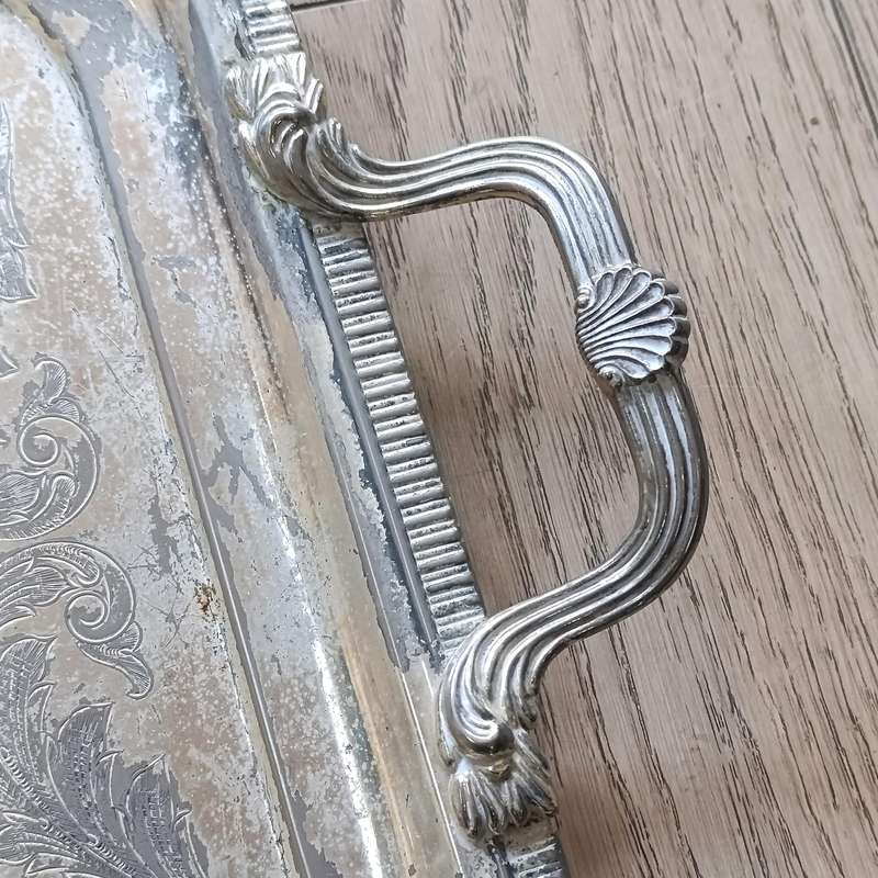 Vintage Silverplated serving tray with handles