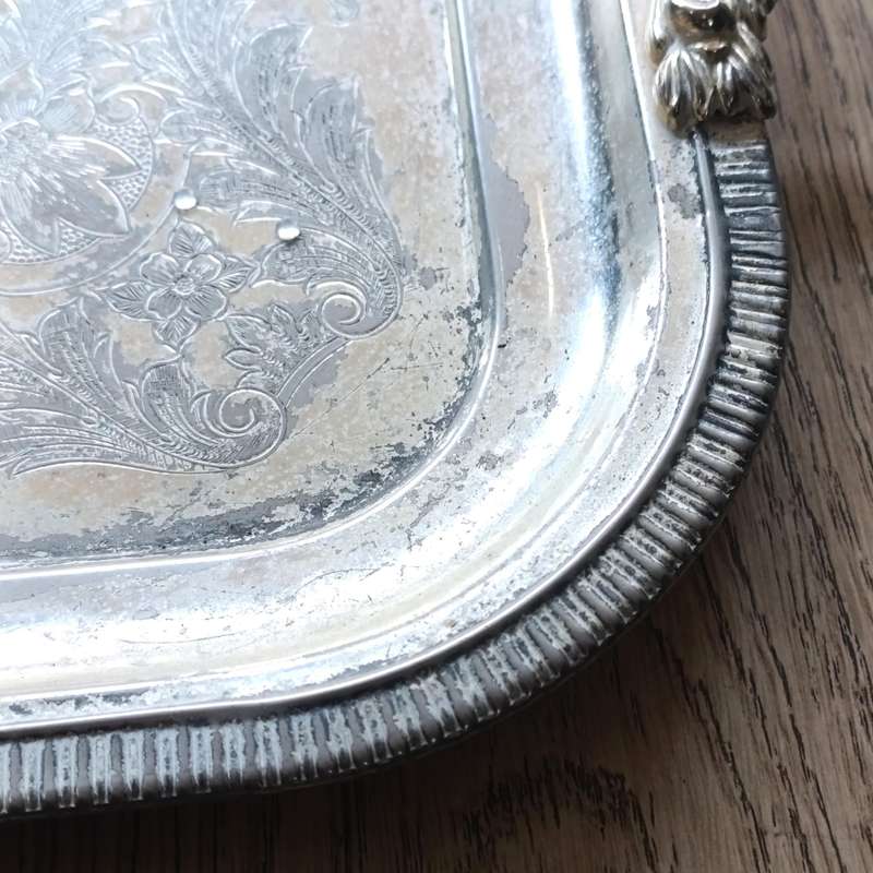 Vintage Silverplated serving tray with handles