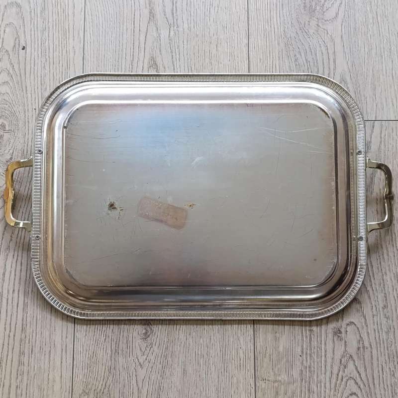 Vintage Silverplated serving tray with handles