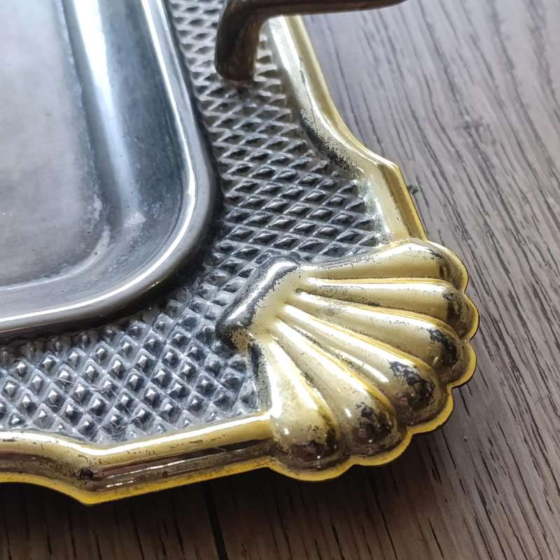 Vintage Silverplated serving tray with gild lily design