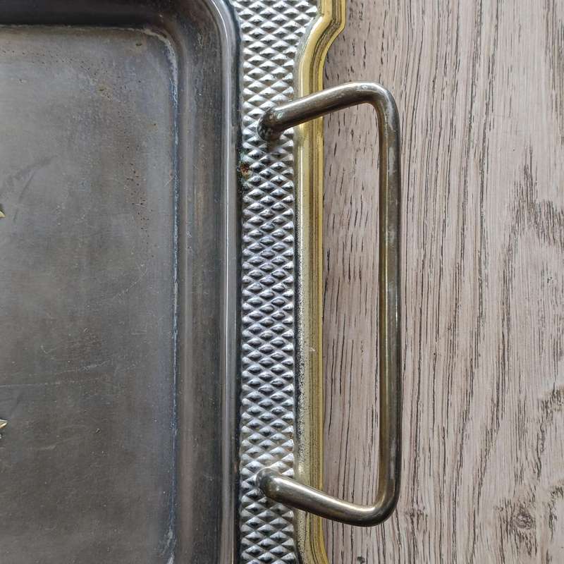 Vintage Silverplated serving tray with gild lily design