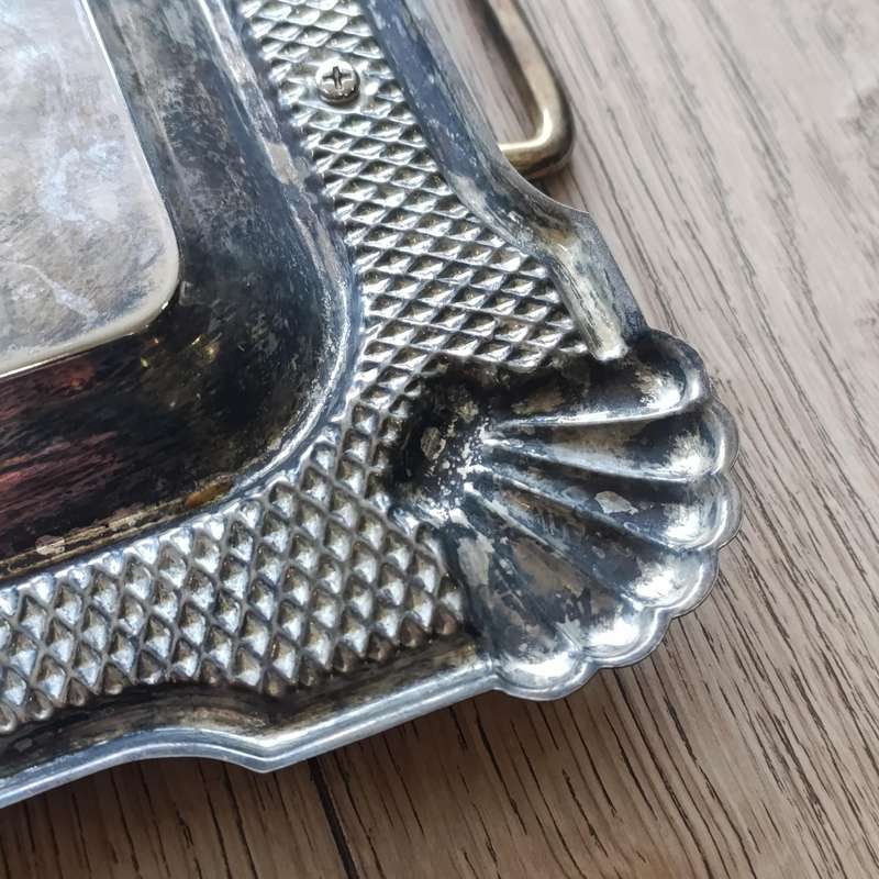 Vintage Silverplated serving tray with gild lily design