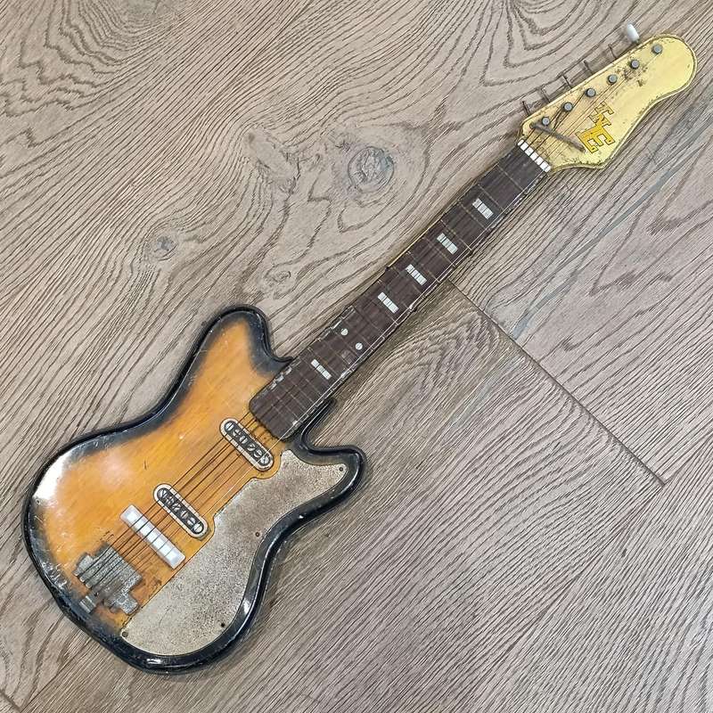 Vintage Japanese tin plate toy guitar - need some TLC