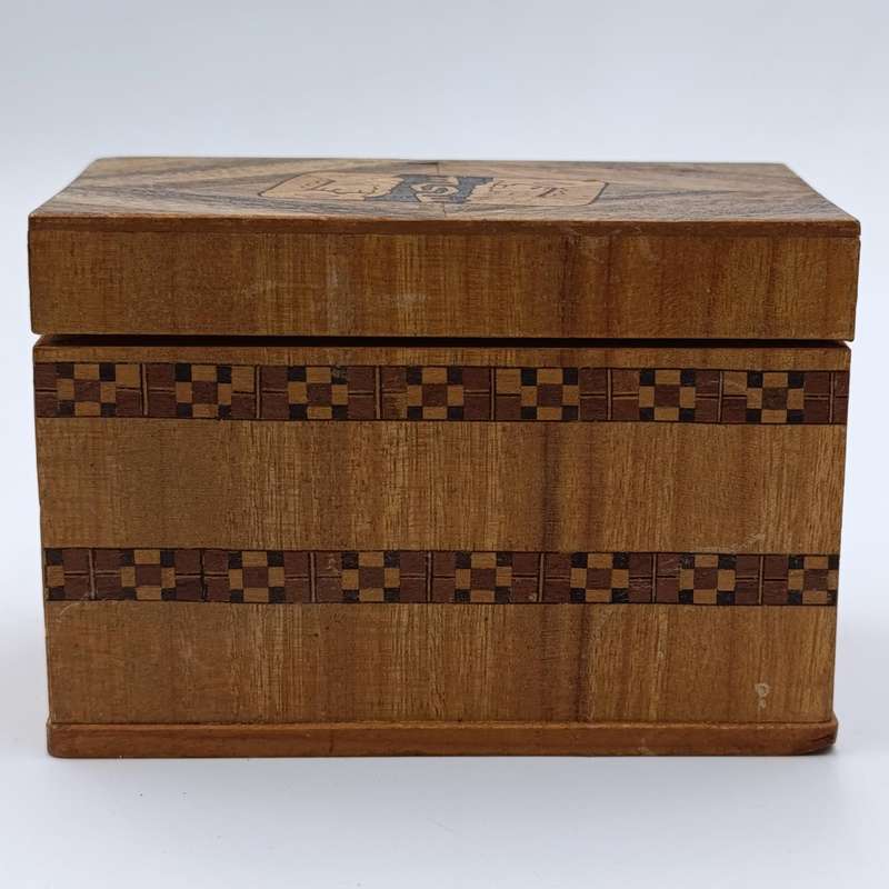 Pack of Deutsche Afrika-Linien playing cards plus two smaller deck of cards in wooden box