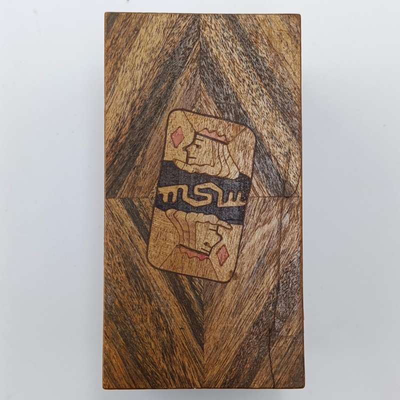Pack of Deutsche Afrika-Linien playing cards plus two smaller deck of cards in wooden box
