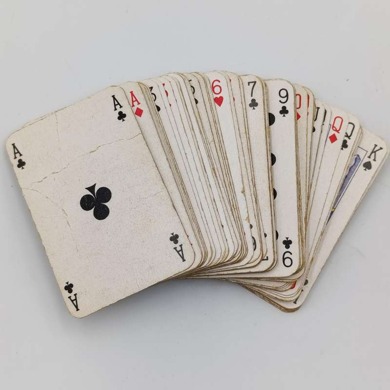 Pack of Deutsche Afrika-Linien playing cards plus two smaller deck of cards in wooden box