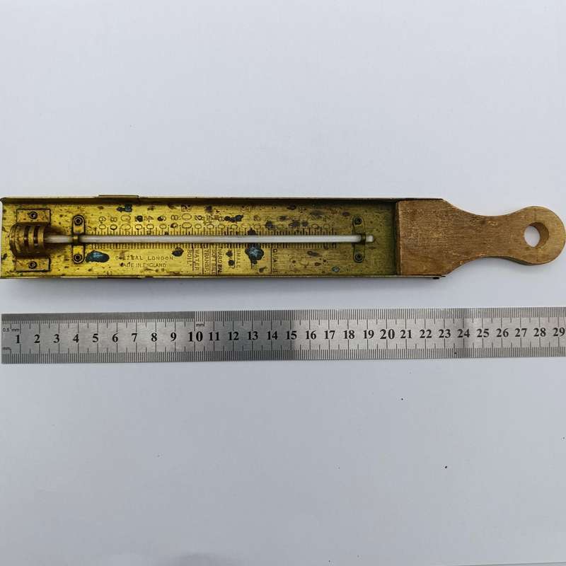 Vintage brass food grade thermometer with wooden handle