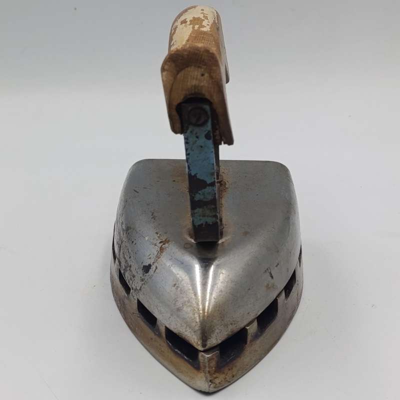 Vintage gas heated sad iron with heating stand