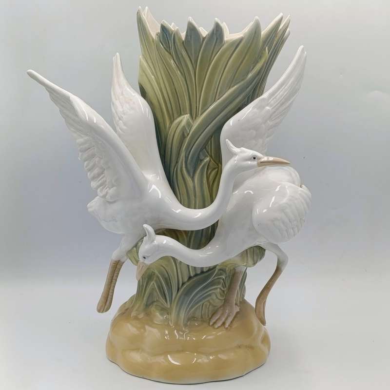 Vintage Miquel Requena White Herons porcelain vase