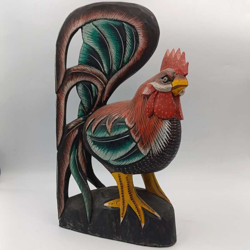 Beautiful wooden carved rooster