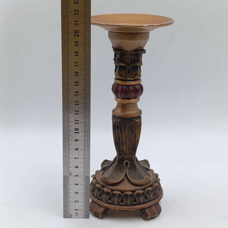 Pair of very unique resin candle holders with lamp-shade styled candles