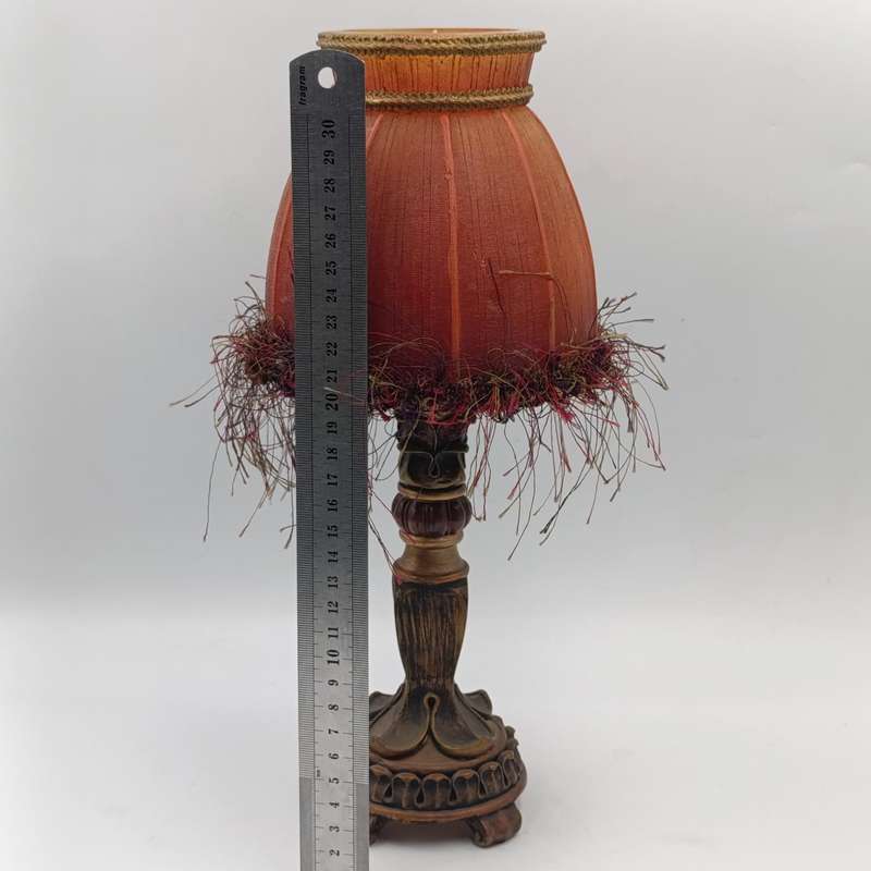 Pair of very unique resin candle holders with lamp-shade styled candles
