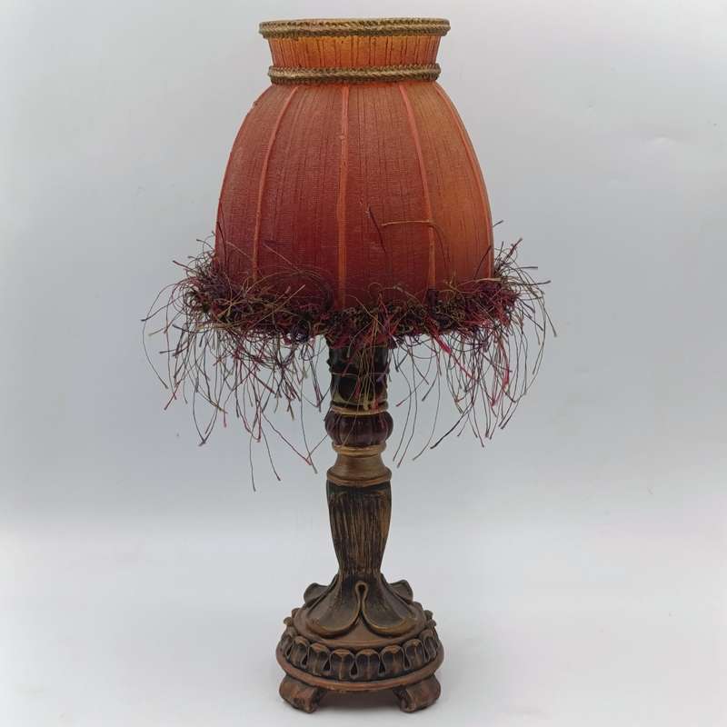 Pair of very unique resin candle holders with lamp-shade styled candles