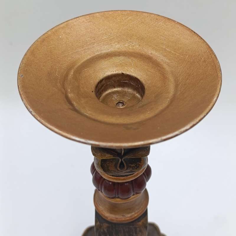 Pair of very unique resin candle holders with lamp-shade styled candles