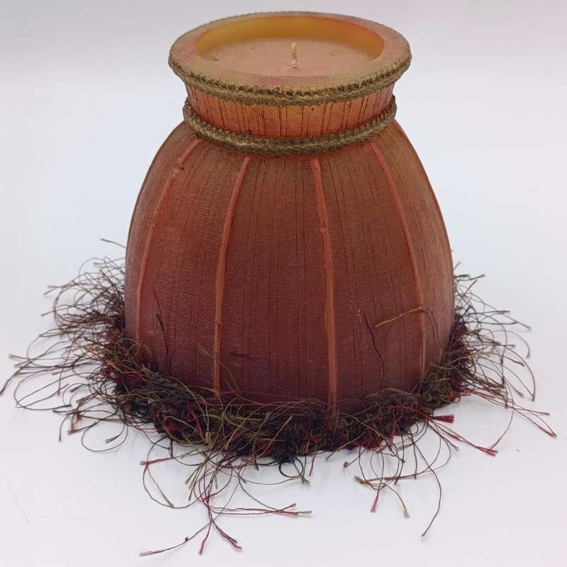 Pair of very unique resin candle holders with lamp-shade styled candles