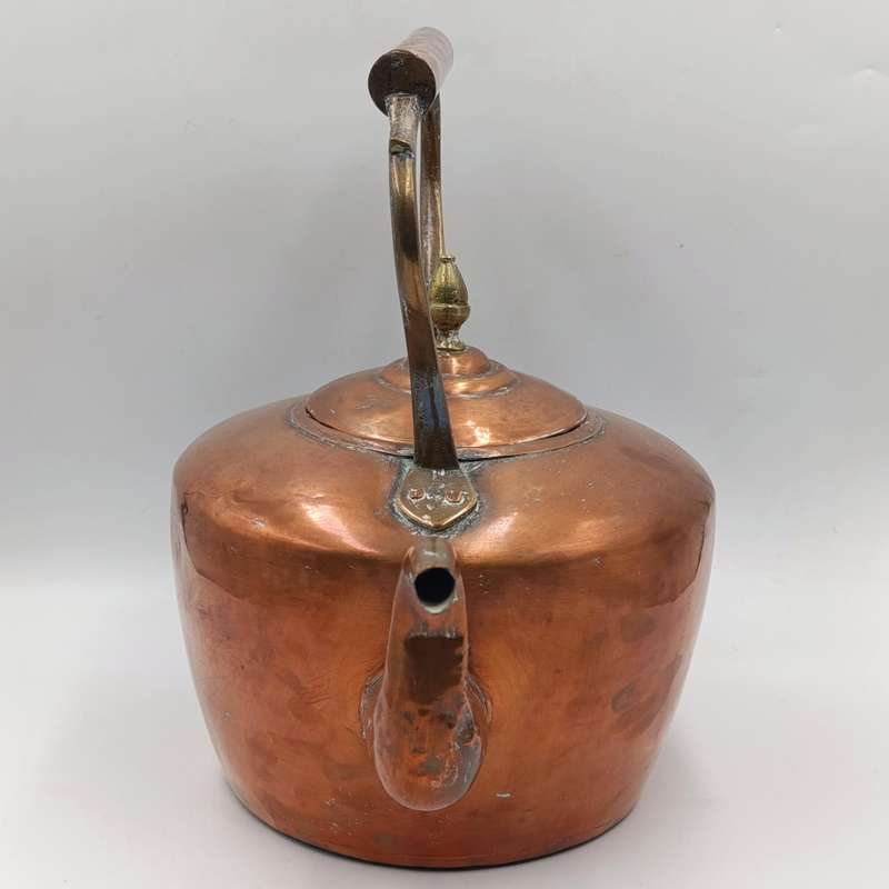 Large antique copper kettle