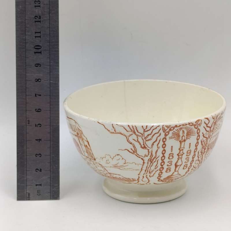 Vintage Voortrekker monument souvenir bowl and saucer - de Sphinx Maastricht - fine crack in bowl