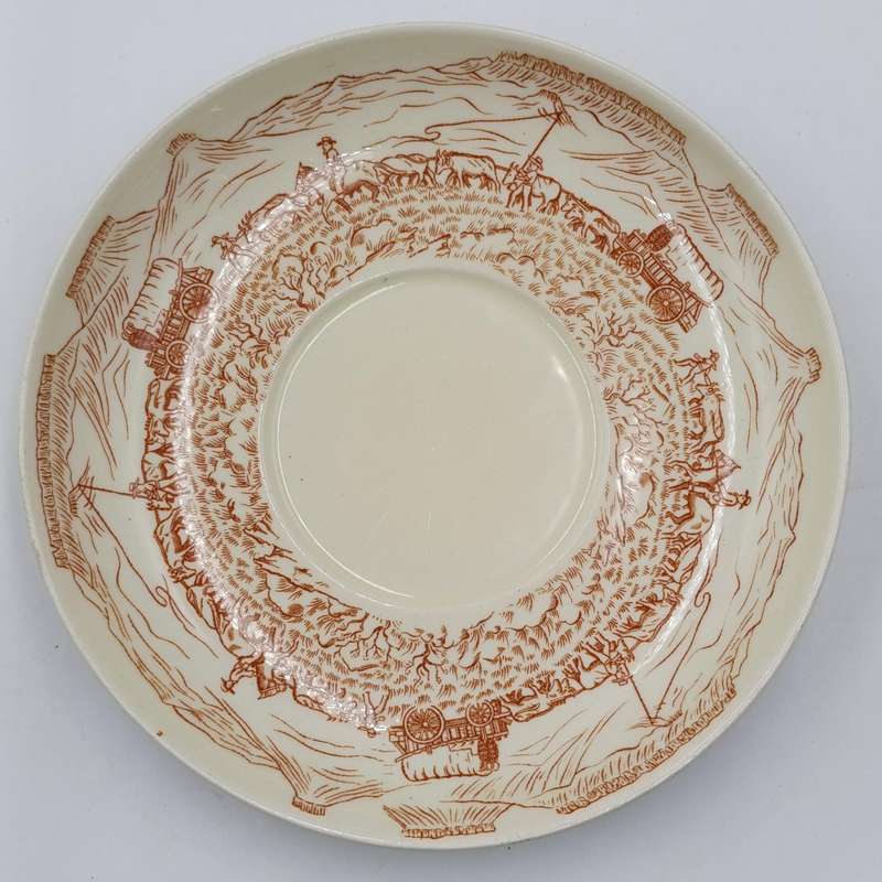 Vintage Voortrekker monument souvenir bowl and saucer - de Sphinx Maastricht - fine crack in bowl