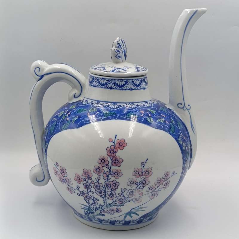 Vintage very large Chinese porcelain teapot with floral design