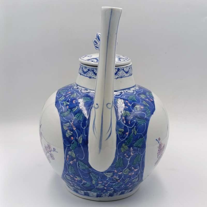 Vintage very large Chinese porcelain teapot with floral design
