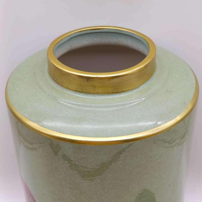 Large Jar with lid and flamingo design
