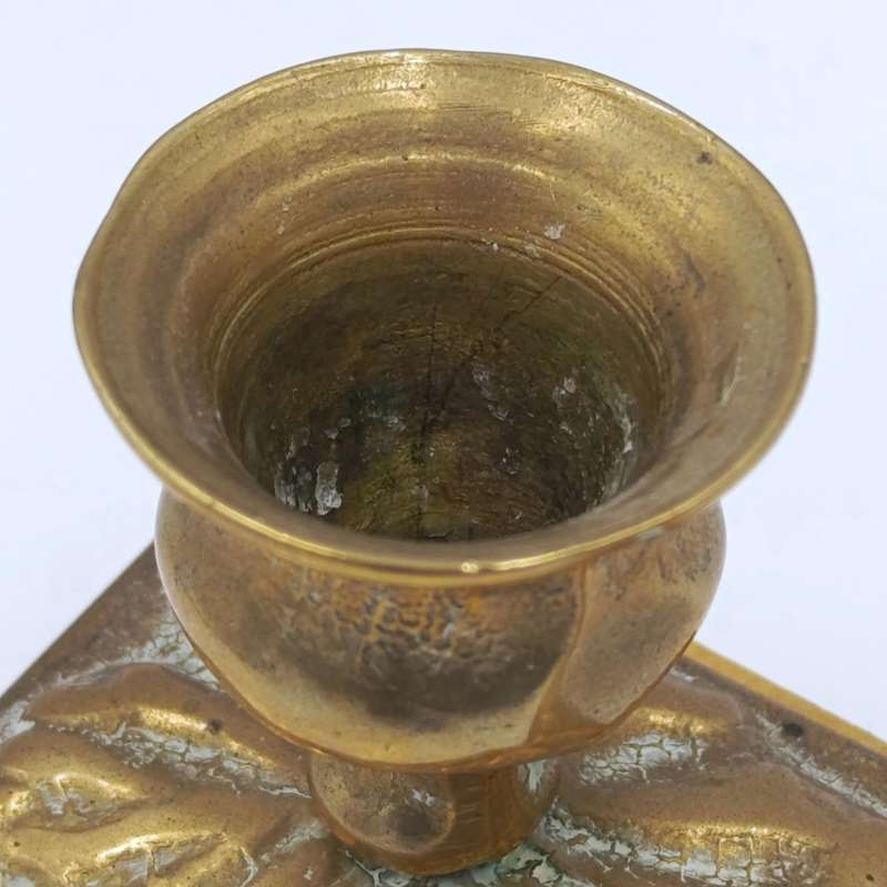 Vintage brass candle holder with matchbox